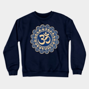 Blue and Gold Ohm Mandala Crewneck Sweatshirt